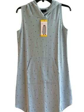 NEW Sleeveless Hooded Star Print Dress - Light Blue - Large